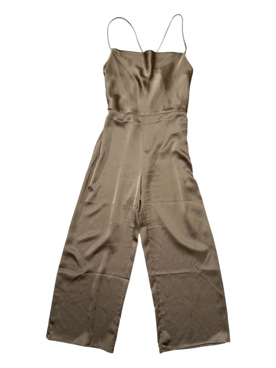 Abercrombie & Fitch Pants - Abercrombie & Fitch Tan Gold Satin Spaghetti-Strap Wide-Leg Jumpsuit